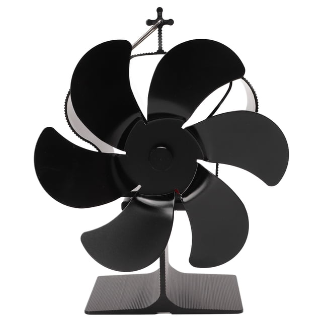 Ventilador de estufa de 6 aspas con encendido automático, no eléctrico, resistente a altas temperaturas, con corona negra