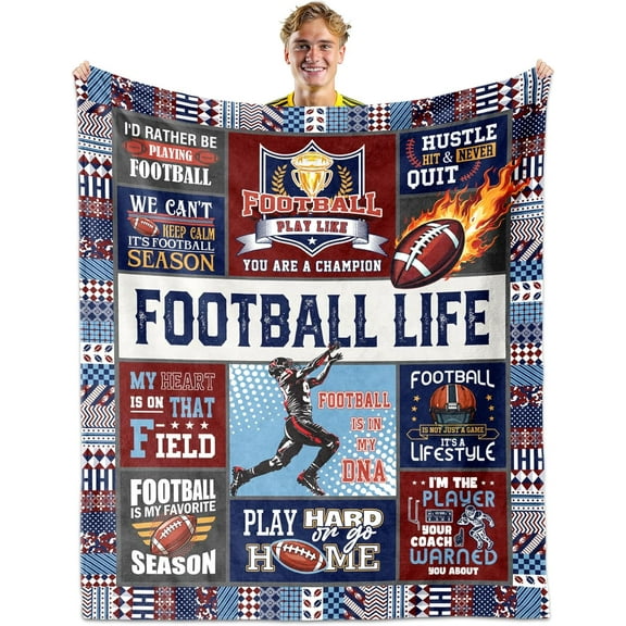 Football Gifts for Boys 8-12, Football Gifts, Football Gifts for Men, Football Blanket 60"x50", Gifts for Kids Who Love Football, Gifts for Football Players Lover Fan, Football Team Gifts Bulk