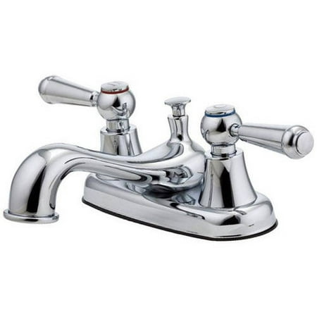 Pfister Pfirst Centerset Bathroom Sink Faucet With Lever Handles And 50 50 Pop Up Polished Chrome