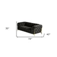 thumbnail image 3 of HomeRoots 489281 74 in. Velour Chesterfield Love Seat, Dark Grey & Gold, 3 of 4