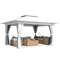 thumbnail image 3 of Erommy 10'x13' Canopy Gazebo,Double Roofs Metal Frame Gazebo With Privacy Curtains for Backyard,Deck,Garden,White, 3 of 9