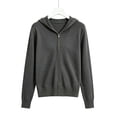 thumbnail image 6 of WQNVRNR Womens Hooded Cardigan- Casual Fall Winter Long Sleeve Zip Up Warm Outerwear Dark Gray Size M, 6 of 6