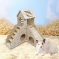 thumbnail image 3 of KMWGRE Wooden Hamster Maze Villa Habitat with Slide Seesaw Climbing Ladder Platform Chew Proof Hideout Toy for Gerbils Mice Small Animals A 17x17x2cm, 3 of 3