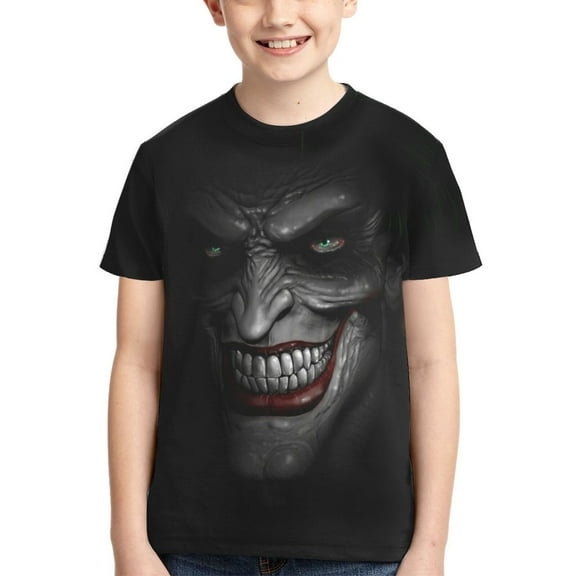 Kids 3D Graphic Joker T-Shirts, Novelty Shirts Crewneck Short Sleeve Tees for Youth Boys Girls