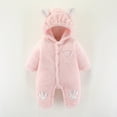 thumbnail image 2 of Baby Boy Girls Winter Warm Rompers Unisex Newborn Fleece Outfits Bodysuits Toddler Baby Boys Girls Color Plush Cute Bear Ears Winter Thick Keep Warm Jumpsuit Romper Pink 0-3 Months, 2 of 7