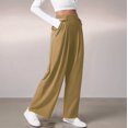 thumbnail image 5 of Women'S Wide Leg Suit Pants Loose Fit High Elastic Waisted Business Casual Long Trousers Pants Turmeric L, 5 of 7