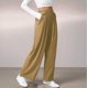 thumbnail image 5 of Pantalones de Traje Anchos para Mujer, Holgados, de Cintura Alta Elástica, Informales, Largos, Color Cúrcuma, Talla XXL, 5 of 7
