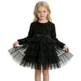 thumbnail image 2 of LYHaoo Sparkly Dress For Girls Party Tutu Gown Elegant Formal Occasion Shimmering Sequin Birthday Celebration Outfit，Little Girls Dresses Sizes 3-4 Years Black, 2 of 7