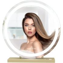 Impressions Vanity Hollywood Venus Makeup Mirror with LED Bulbs, Round Shape Vanity Dressing Mirror with One Control Button and Power Adapter (Champagne Gold)