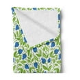thumbnail image 2 of Fruits Soft Flannel Fleece Throw Blanket, Flowering Blueberry Blossoms Vivid Leaf Branches Nature Plants Design, Cozy Plush for Indoor and Outdoor Use, 50" x 60", Violet Blue Lime Green, by Ambesonne, 2 of 5