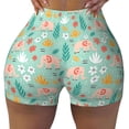 thumbnail image 2 of Haiem Elephant and Flowers No Front Seam Biker Shorts for Women Yoga Workout Gym Bike Shorts with Tummy Control Moisture-Wicking-Large, 2 of 9