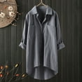 thumbnail image 2 of Wdgfv Women's Oversized Linen Shirts Blouses Tops Long Sleeve High Low Button Up Shirts, 2 of 5
