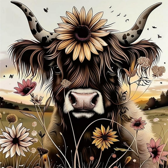 Sunflower Yak Wooden Jigsaw Puzzle 12"x 12" inch 500 pieces Adult Home Decoration Art Gift Family Game