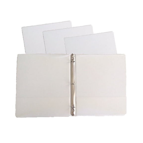 White Vinyl Standard 3-Ring Binders, 1/2-Inch, for 8.5" x 11" Sheets, with Inside Pockets, 4-Pack