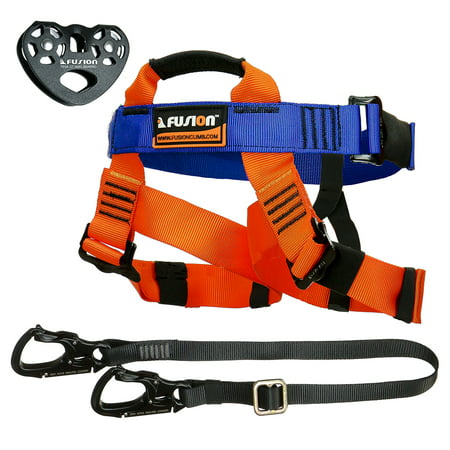 Fusion Climb Tactical Edition Kids Commercial Zip Line Kit Harness/Lanyard/Trolley Bundle
