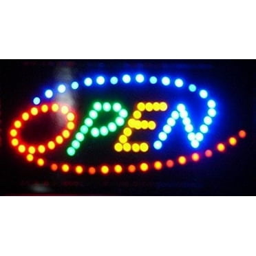 2xhome LED Open Sign – High Visibility, Multi-Color, Animated Neon Light with Motion Effects, On/Off Switch, Chain for Business Displays (19" x 10")