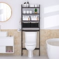 thumbnail image 5 of Enogets Over the Toilet Storage, Bamboo Bathroom Shelf Organizer with 2 Baskets & 4 Hooks, 4-Tier Space Saver, 5 of 9