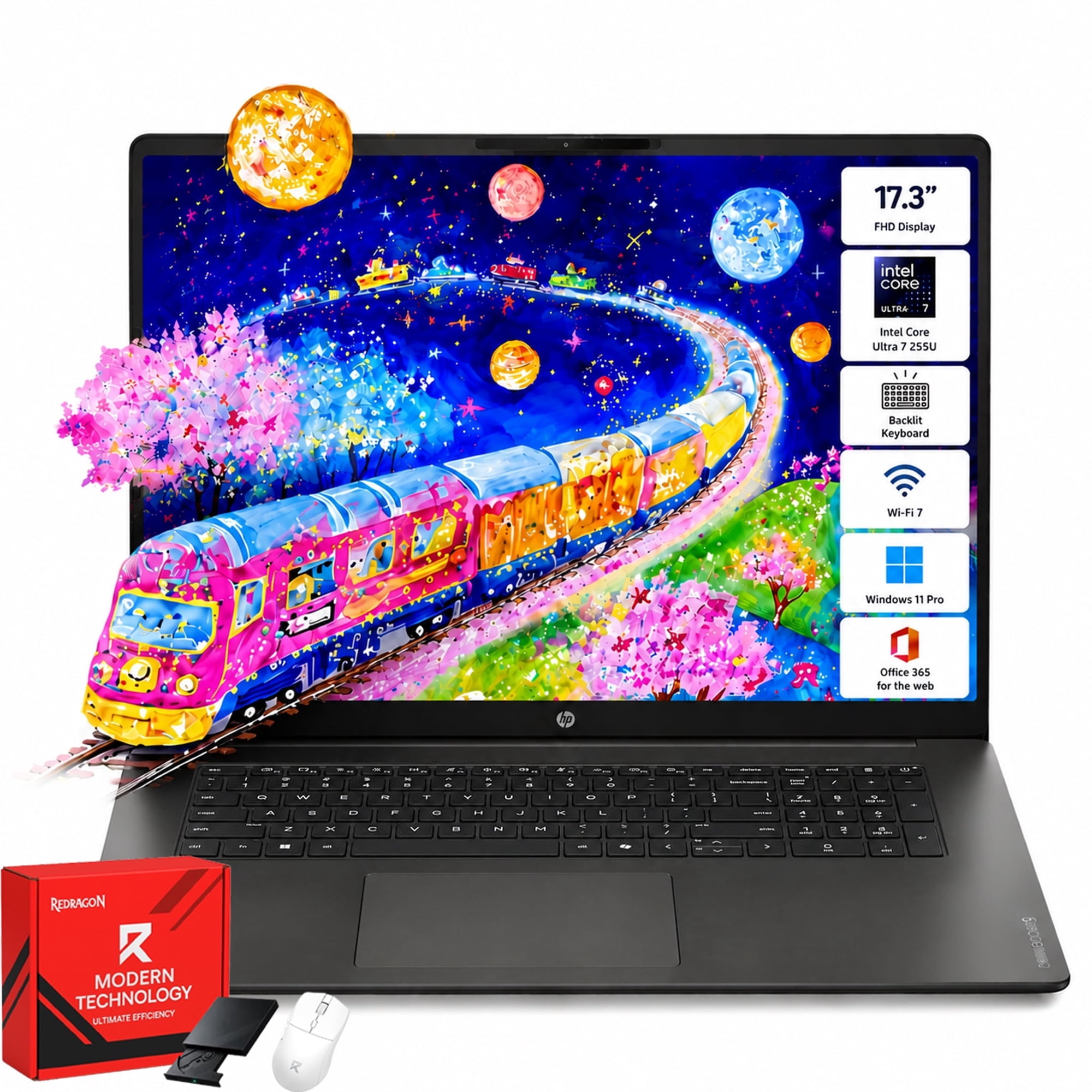 HP OmniBook 3 17.3" FHD Laptop for Remote Work, Intel Core Ultra 7 255U, 32GB, 1TB, Windows 11 Pro, Backlit Keyboard, Wi-Fi 7