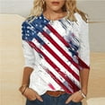 thumbnail image 2 of Dazajoo American Flag Shirts for Women 4th of July 3/4 Sleeve Tops 2o25 Independence Day Crew Neck Patriotic Blouses,Multicolor,S, 2 of 6