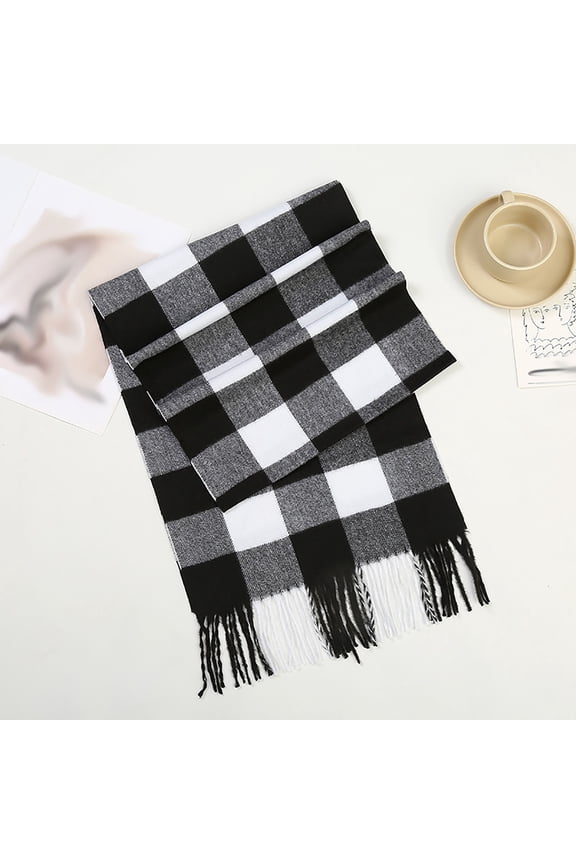 Plaid Scarf for Men Women Fall Winter Warm Long Wraps for Cold Weather Warm Large Unisex Scarves Casual Soft Shawls