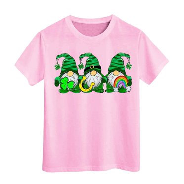 PMVFHDE Hauts d'Été pour Filles T-Shirts pour Fille Hauts Mignons Hauts Courts pour Fille Hauts de Sortie pour Fille T-Shirt à Manches Courtes pour Filles T-Shirt d'Été à Col Rond Coupe Décontractée T-Shirts Basiques Rose, 4-5 Ans
