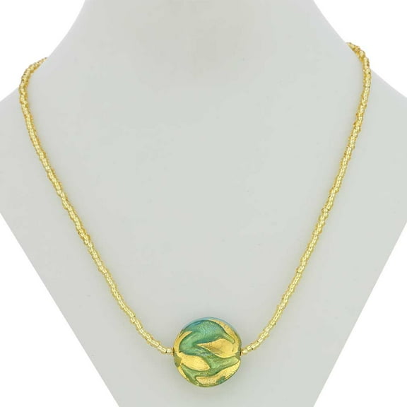 GlassOfVenice Murano Glass Royal Aquamarine Circle Necklace
