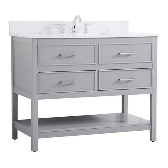 42 inch single bathroom vanity in gray with backsplash