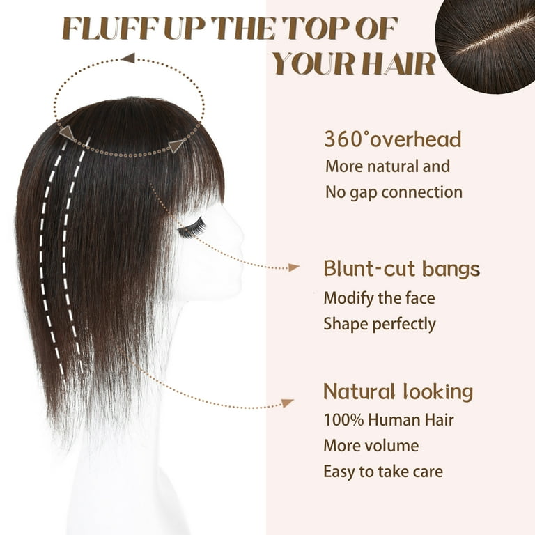 viviaBella Human Hair Topper, Clip-In Extensions, Silk Base  display picture 1