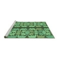 thumbnail image 2 of Ahgly Company Machine Washable Indoor Square Abstract Turquoise Blue Modern Area Rugs, 5' Square, 2 of 4