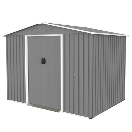 Witaxima 8x6 FT Outdoor Metal Storage Shed with Lockable Doors, All-Weather Galvanized Steel Tool Shed for Garden, Patio, Backyard, Gray