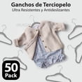 thumbnail image 4 of MAGMALIFE 50 Ganchos de Terciopelo para Ropa de Bebe, Gancho Plateado Giratorio de 360 Grados, Adecuado para Todo Tipo de Ropa, Antideslizante, 29 cm de Largo (Gris), 4 of 6