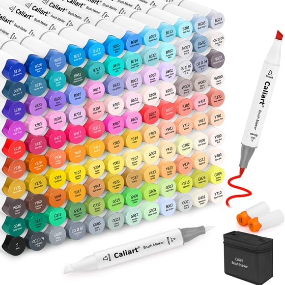 Brochas con alcohol Caliart, 121 colores, de doble punta, para artistas
