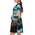 thumbnail image 2 of Lsque Blue Viper Snake Print Women's Casual Dress T-Shirt Summer Short Sleeve Scoop Neck Swing Dresses, 2 of 6