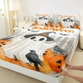 thumbnail image 3 of Manfei Kawaii Ghost Child Twin Sheet Sets, Funny Orange Pumpkin Twin Fitted Sheet, Happy Halloween Theme Flat Sheet, Microfiber Bedroom Decor, 3 Pieces, 3 of 7