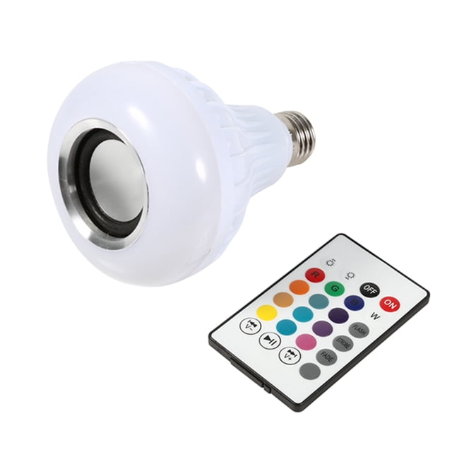 Bombilla LED RGB E27 de 12 W con altavoz Bluetooth, lámpara de luz inalámbrica para reproducir música con control remoto
