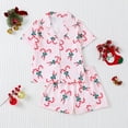 thumbnail image 2 of MEZZALL Outfit Sets Santa Claus Girls Short Sleeve Shirts Shorts And Printed Robe Soft Sleep All Seasons Toddler Kids Leisure Cozy Clothes Sets, 2 of 9
