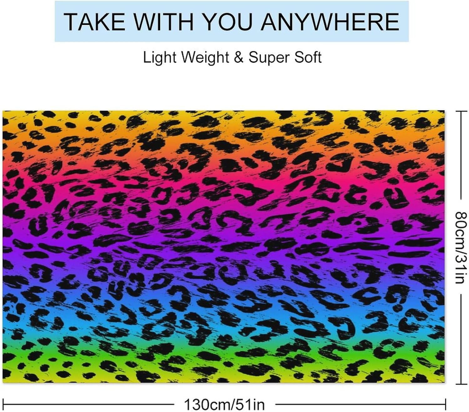 Beach Towel 31" x 51", for Rainbow Colorful Cheetah Leopard Print Bath Towels, Effective, Absorbent and Quick Dry Beach Towel, Washer Safe Towel, Eco-Friendly for Adults