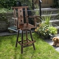thumbnail image 3 of Costway Wooden Bar Stool Swivel Bar Height Kitchen Patio Chair with Back & Armrest Brown, 3 of 10