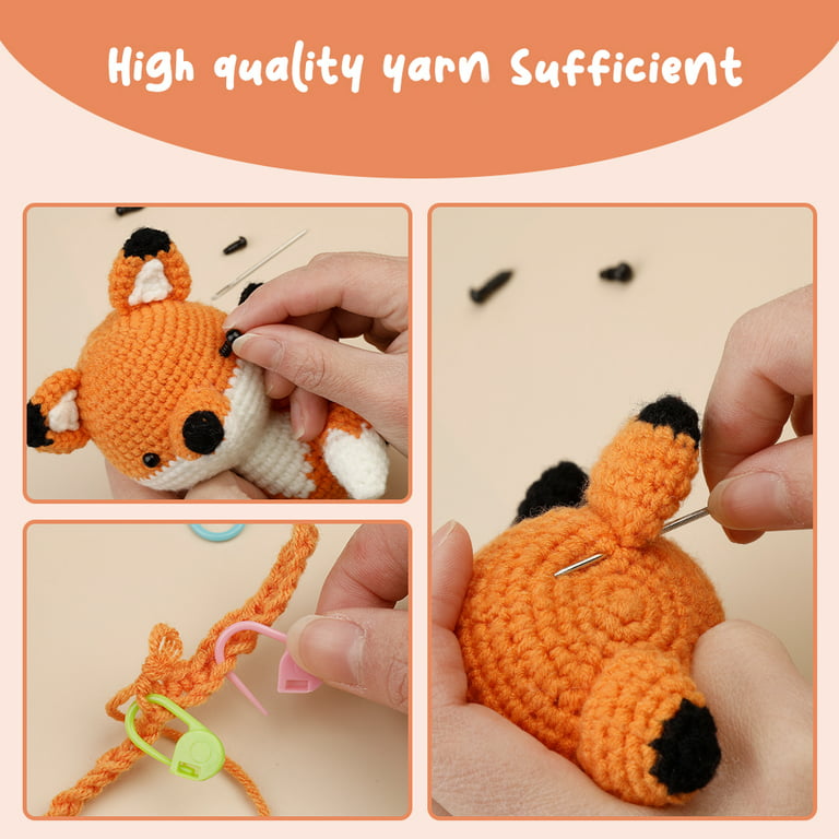 Beginners Crochet Kit, Fox Crochet Kit with Yarn, Polyester Fiber, Crochet  Hooks