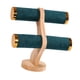thumbnail image 5 of Organizador de pulseras y coleteros, base de madera independiente, estante para relojes de 2 niveles Verde oscuro, 5 of 9