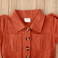 thumbnail image 2 of Baby Girl Short Sleeve Dress Solid Color Shirt Collar Multilayer Ruffles Fold Decoration Waist Design Child Clothing Shirt Dress, 2 of 3