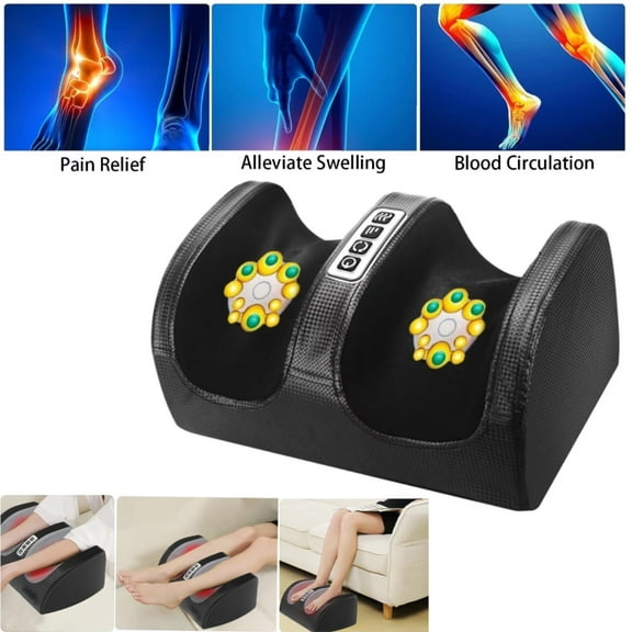 Hinzonek Foot Massager Machine Massage,Feet Massager, Chronic Nerve Pain Therapy Spa Gift Deep Kneading Rolling Massage for Leg Calf Ankle, Electric Shiatsu Foot Massager,Black