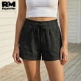 thumbnail image 3 of Short Casual de Mujer Con Cordón Ajustable y Bolsillos negro Grande, 3 of 5