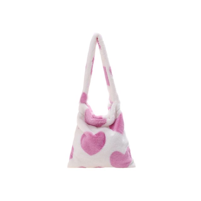 Bolso Mensajero Felpa Con Amor para Mujer A La Bolsos Otoño E Invierno (rosa)