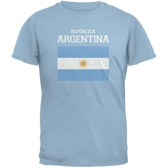 World Cup Distressed Flag Republica Argentina Light Blue Adult T-Shirt - 2X-Large