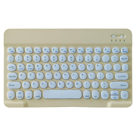 Blasgw Bluetooth Keyboard Color Backplane Keyboard Round Cap Keyboard Portable BT Wireless Keyboard For Android PC Tablet Yellow
