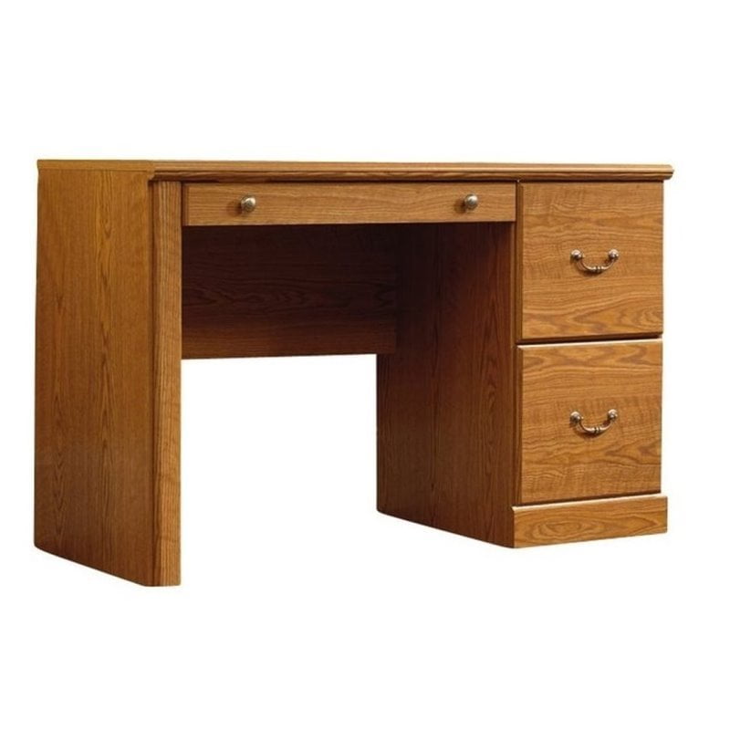 oak effect desk with drawers