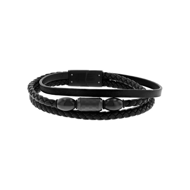 Believe by Brilliance Men's Three Strand Leather Bracelet photo 1