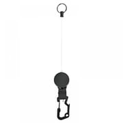 Retractable Key Reel, Heavy Duty Keychain with Carabiner, Steel Cable, Work Keychain,Black