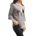 thumbnail image 4 of Allegra K Woman's Drop Shoulder 3/4 Sleeves Horse Print Loose Tops, 4 of 6